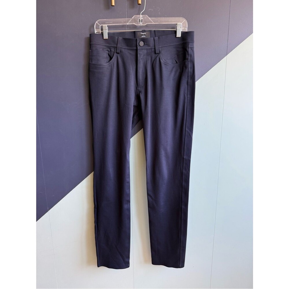 Theory Raffi Slim Fit Pant, Navy Blue Technical Knit, Size 31, EUC